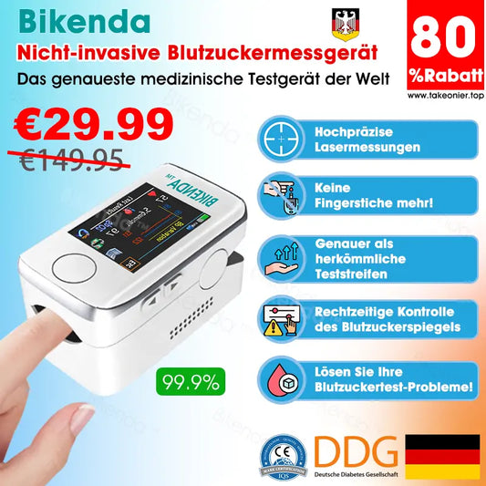 Bikenda™ MedTech Nicht-invasive Blutzuckermessgerät + Exklusives Geschenk [99,9% Genauigkeit]