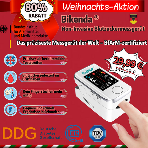 𝐁𝐢𝐤𝐞𝐧𝐝𝐚™ Non-Invasive Blutzuckermessgerät – 99,9% Genauigkeit für eine schmerzfreie Blutzuckerkontrolle!