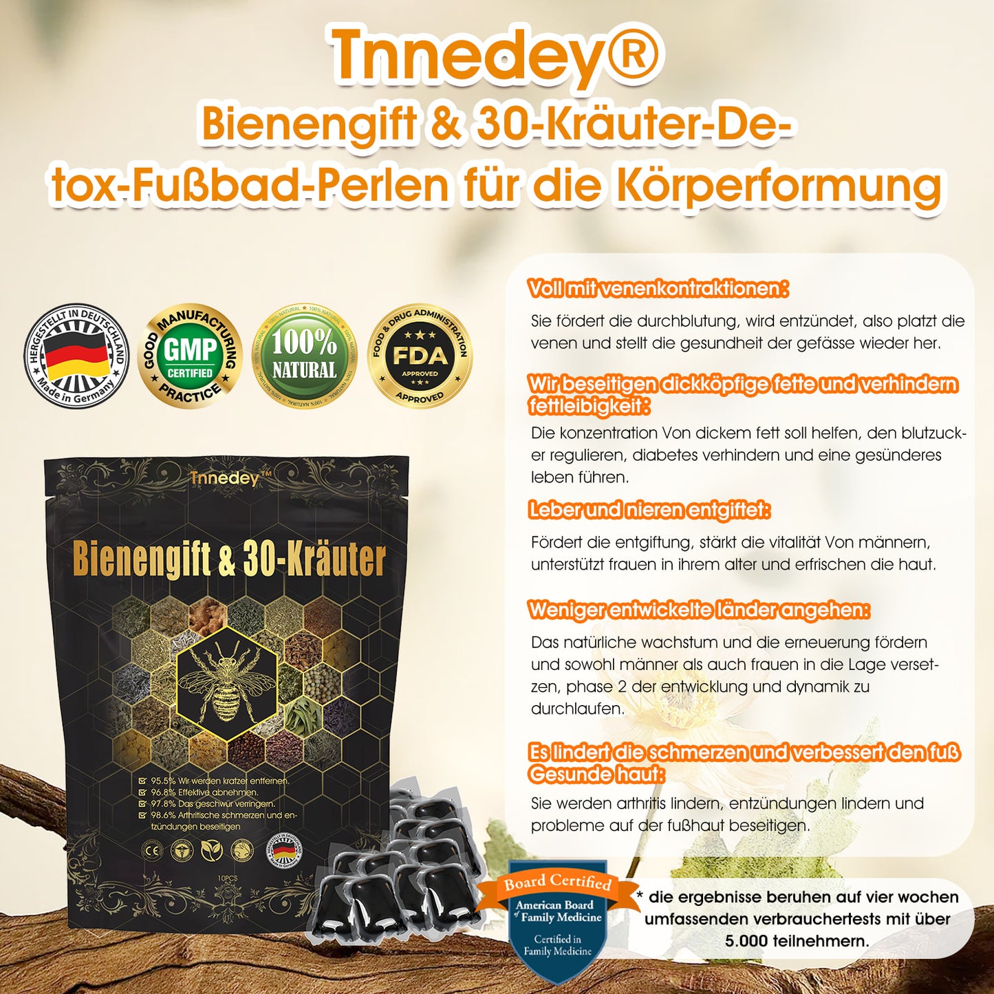 Letzter Tag, um 70 % RABATT zu erhalten: Tnnedey® Bienengift- & 30-Kräuter-Detox-Fußbad-Perlen zur Körperformung – Empfohlen von der Deutschen Lymphatischen Akademie (DLA) 🧀