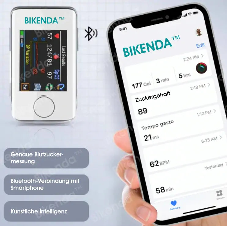 Bikenda™ Nicht-invasive Blutzuckermessgerät + Exklusives Geschenk [99,9% Genauigkeit]