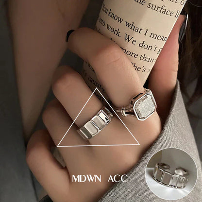 Minimalistische 925 Silber Ring für Frauen Mode Kreative Unregelmäßige Geometrische Aestethic Offene Ringe Geburtstag Party Schmuck Geschenk